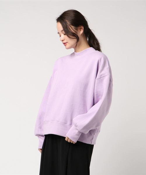 WEGO（ウィゴー）の「WEGO VINTAGE/ヘビーウェイトモックネッククロップドスウェット（スウェット・レディース・オフホワイト/グリーン/杢グレー/ライトパープル/ライトベージュ・FREE）」の5枚目の写真