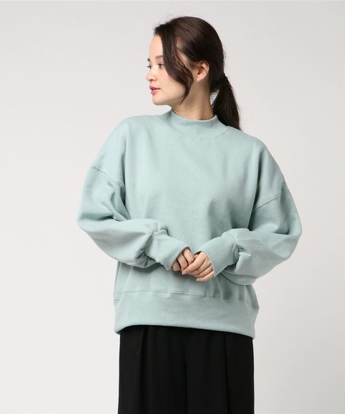 WEGO（ウィゴー）の「WEGO VINTAGE/ヘビーウェイトモックネッククロップドスウェット（スウェット・レディース・オフホワイト/グリーン/杢グレー/ライトパープル/ライトベージュ・FREE）」の4枚目の写真