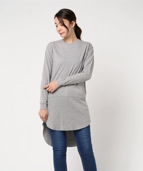 HOLIDAY（ホリデイ）の「SUPER FINE COMBINATION L/S T-SHIRT / LONG スーパーファインコンビネーションロングスリーブTシャツ/ ロング（Tシャツ/カットソー・レディース・グレー/ホワイト・ONE SIZE）」の2枚目の写真