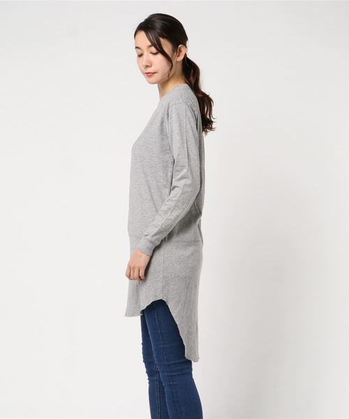 HOLIDAY（ホリデイ）の「SUPER FINE COMBINATION L/S T-SHIRT / LONG スーパーファインコンビネーションロングスリーブTシャツ/ ロング（Tシャツ/カットソー・レディース・グレー/ホワイト・ONE SIZE）」の3枚目の写真