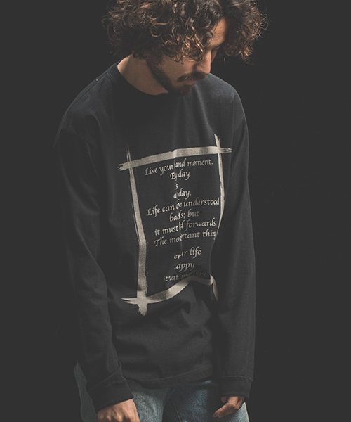 Jih Nunc（ジーヌンク）の「mlt2476-ロングスリーブプリントTシャツ -IJIN MEIGEN SHU-（Tシャツ/カットソー・メンズ・ホワイト/ブラック・M/L）」の3枚目の写真
