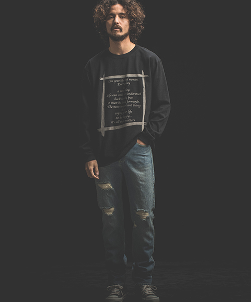 Jih Nunc（ジーヌンク）の「mlt2476-ロングスリーブプリントTシャツ -IJIN MEIGEN SHU-（Tシャツ/カットソー・メンズ・ホワイト/ブラック・M/L）」の4枚目の写真