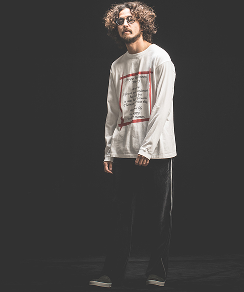Jih Nunc（ジーヌンク）の「mlt2476-ロングスリーブプリントTシャツ -IJIN MEIGEN SHU-（Tシャツ/カットソー・メンズ・ホワイト/ブラック・M/L）」の5枚目の写真