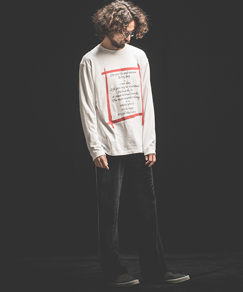 Jih Nunc（ジーヌンク）の「mlt2476-ロングスリーブプリントTシャツ -IJIN MEIGEN SHU-（Tシャツ/カットソー・メンズ・ホワイト/ブラック・M/L）」の6枚目の写真