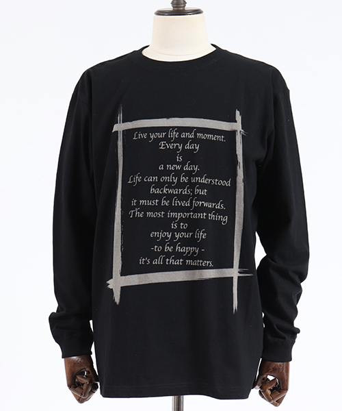 Jih Nunc（ジーヌンク）の「mlt2476-ロングスリーブプリントTシャツ -IJIN MEIGEN SHU-（Tシャツ/カットソー・メンズ・ホワイト/ブラック・M/L）」の9枚目の写真