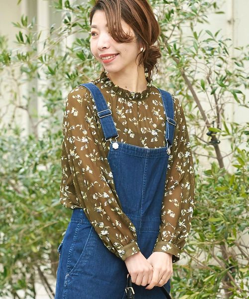 【ZOZO限定価格】スタンドフリルカラーフラワーブラウス 【ZOZO限定価格】スタンドフリルカラーフラワーブラウス