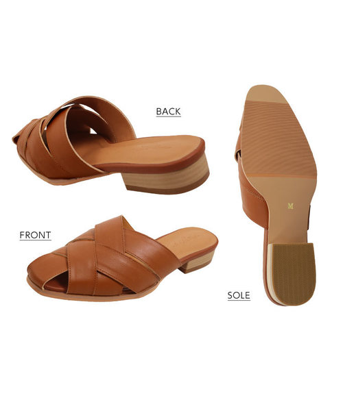 KOBE LETTUCE(コウベレタス)の「スクエアトゥクロスベルト甲深フラットバブーシュサンダル(サンダル・レディース・ブラック/ホワイト系その他/ブラウン系その他/グレイッシュベージュ・LL/S/M/L)」の11枚目の写真