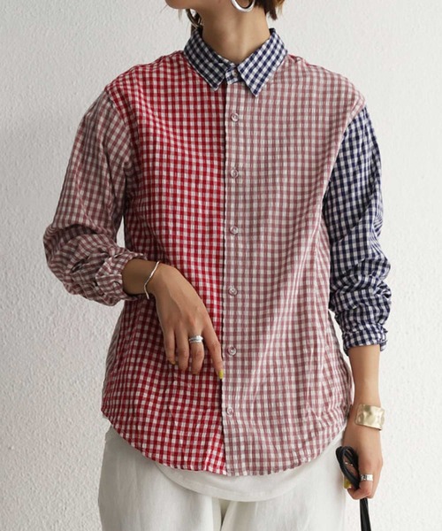 antiqua（アンティカ）の「チェック柄シャツ（シャツ/ブラウス・レディース・ブルー系その他/レッド系その他・M/L/XL）」の7枚目の写真