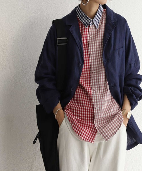 antiqua（アンティカ）の「チェック柄シャツ（シャツ/ブラウス・レディース・ブルー系その他/レッド系その他・M/L/XL）」の9枚目の写真