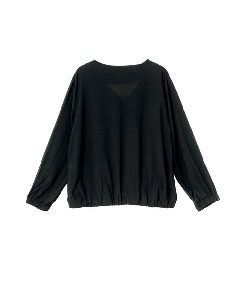 Newlyme(ニューリーミー)の「Vネックリネンブルゾン(ブルゾン・レディース・ブラック/ベージュ/カーキ・MEDIUM/LARGE)」の5枚目の写真