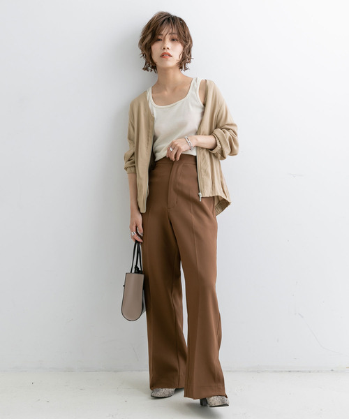 Newlyme(ニューリーミー)の「Vネックリネンブルゾン(ブルゾン・レディース・ブラック/ベージュ/カーキ・MEDIUM/LARGE)」の9枚目の写真