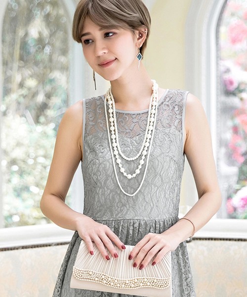 Cinderella(シンデレラ)の「パーティーバッグ パール バッグ 結婚式 クラッチバッグ 大きめ ショルダー(クラッチバッグ・レディース・ベージュ/ブラック/シルバー・ONE SIZE)」の6枚目の写真