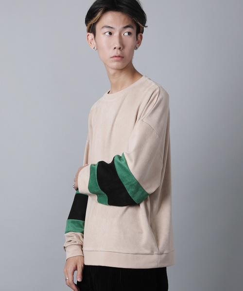 House of Blues（ハウスオブブルース）の「【HOUSE OF BLUES/ハウスオブブルース】スウェードポンチ袖切替クルー（スウェット・メンズ・ブラック/ベージュ/ネイビー・M/L/XL）」の13枚目の写真