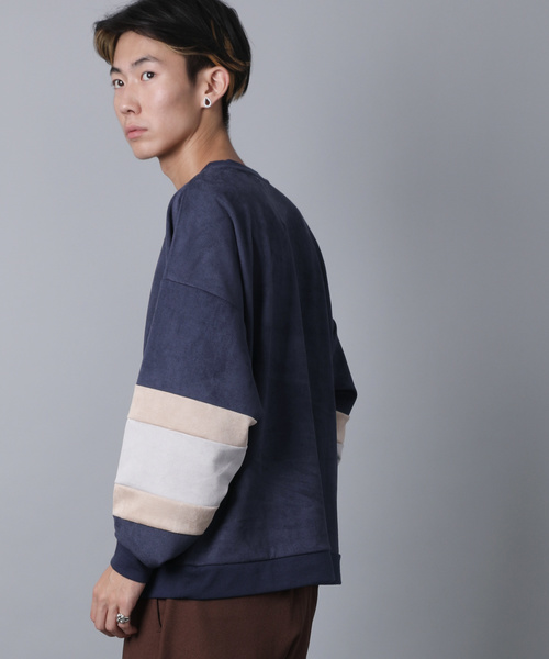 House of Blues（ハウスオブブルース）の「【HOUSE OF BLUES/ハウスオブブルース】スウェードポンチ袖切替クルー（スウェット・メンズ・ブラック/ベージュ/ネイビー・M/L/XL）」の10枚目の写真