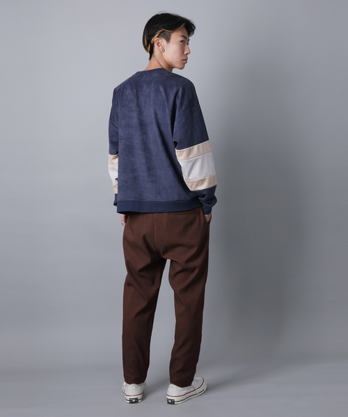 House of Blues（ハウスオブブルース）の「【HOUSE OF BLUES/ハウスオブブルース】スウェードポンチ袖切替クルー（スウェット・メンズ・ブラック/ベージュ/ネイビー・M/L/XL）」の8枚目の写真