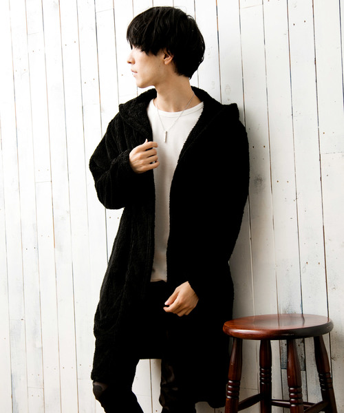 TopIsm（トップイズム）の「ビッグシルエット シャギーボアコーディガン（パーカー・メンズ・ブラック/ベージュ/ネイビー/テラコッタ/グレー/チェック/モカ/グレー系その他・M/L）」の3枚目の写真