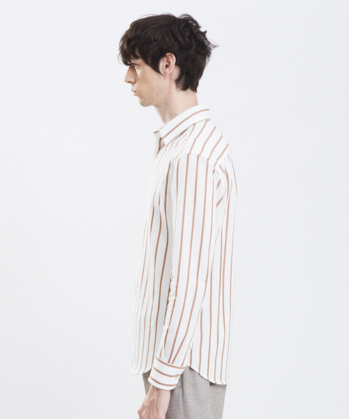 RECENCY OF MINE(リーセンシー オブ マイン)の「【Recency of Mine】ブークレーラインストライプシャツ(シャツ/ブラウス・メンズ・ベージュ/ネイビー/ダークネイビー・44/46/48/50)」の5枚目の写真