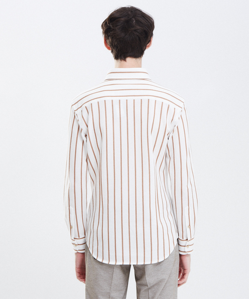 RECENCY OF MINE(リーセンシー オブ マイン)の「【Recency of Mine】ブークレーラインストライプシャツ(シャツ/ブラウス・メンズ・ベージュ/ネイビー/ダークネイビー・44/46/48/50)」の6枚目の写真