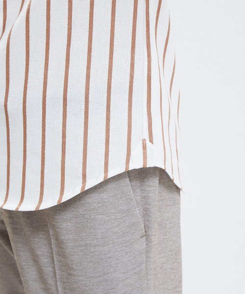 RECENCY OF MINE(リーセンシー オブ マイン)の「【Recency of Mine】ブークレーラインストライプシャツ(シャツ/ブラウス・メンズ・ベージュ/ネイビー/ダークネイビー・44/46/48/50)」の9枚目の写真