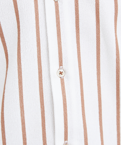 RECENCY OF MINE(リーセンシー オブ マイン)の「【Recency of Mine】ブークレーラインストライプシャツ(シャツ/ブラウス・メンズ・ベージュ/ネイビー/ダークネイビー・44/46/48/50)」の11枚目の写真