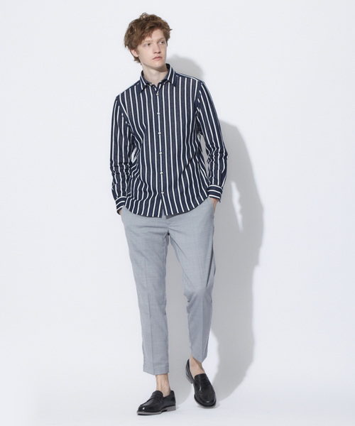 RECENCY OF MINE(リーセンシー オブ マイン)の「【Recency of Mine】ブークレーラインストライプシャツ(シャツ/ブラウス・メンズ・ベージュ/ネイビー/ダークネイビー・44/46/48/50)」の20枚目の写真