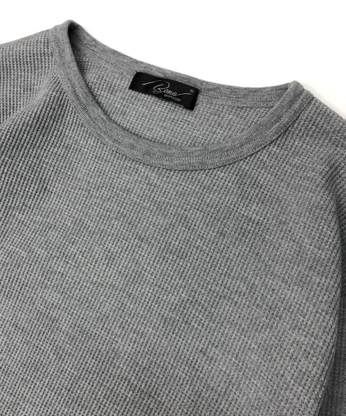 Beno(ビーノ)の「T/Cワッフル ロングレングス クルーネック Tシャツ(Tシャツ/カットソー・メンズ・ブラック/オフホワイト/グレー/ネイビー/ダークブラウン/ダークグリーン/サンドベージュ/ダークグレー/グレイッシュベージュ・M/L/LL/S)」の16枚目の写真