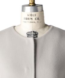 Drawer ドゥロワー ウールモヘア ノーカラーコート ロングコート DRAWER（ドゥロワー） ノーカラーコート 36 ネイビー レディース