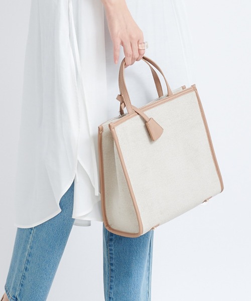 DouDou（ドゥドゥ）の「コンビスクエアトート（ショルダーバッグ・レディース・ライトグレー/ベージュ/キャメル・FREE）」の2枚目の写真