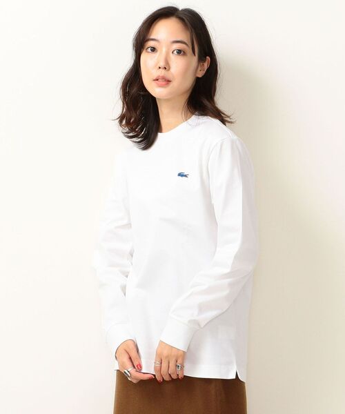 LACOSTE（ラコステ）の「【SHIPS any別注】LACOSTE:ヘビーウェイト ジャージー 長袖 Tシャツ（Tシャツ/カットソー・レディース・ホワイト/ブラック/キャメル・ONE SIZE）」の4枚目の写真