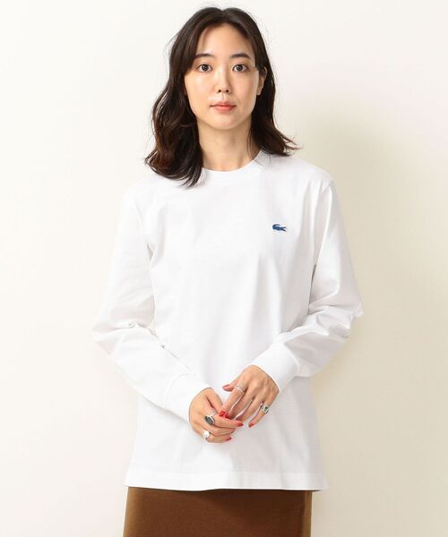 LACOSTE（ラコステ）の「【SHIPS any別注】LACOSTE:ヘビーウェイト ジャージー 長袖 Tシャツ（Tシャツ/カットソー・レディース・ホワイト/ブラック/キャメル・ONE SIZE）」の5枚目の写真