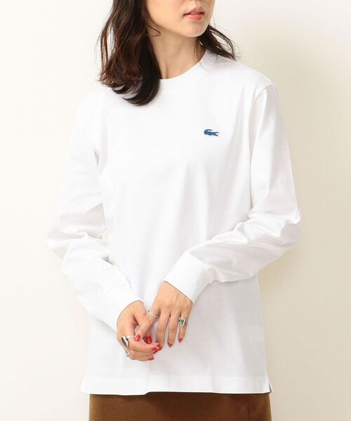 LACOSTE（ラコステ）の「【SHIPS any別注】LACOSTE:ヘビーウェイト ジャージー 長袖 Tシャツ（Tシャツ/カットソー・レディース・ホワイト/ブラック/キャメル・ONE SIZE）」の6枚目の写真
