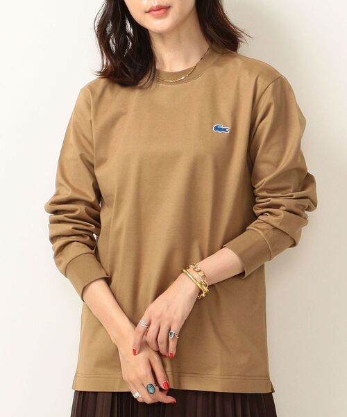 LACOSTE（ラコステ）の「【SHIPS any別注】LACOSTE:ヘビーウェイト ジャージー 長袖 Tシャツ（Tシャツ/カットソー・レディース・ホワイト/ブラック/キャメル・ONE SIZE）」の11枚目の写真