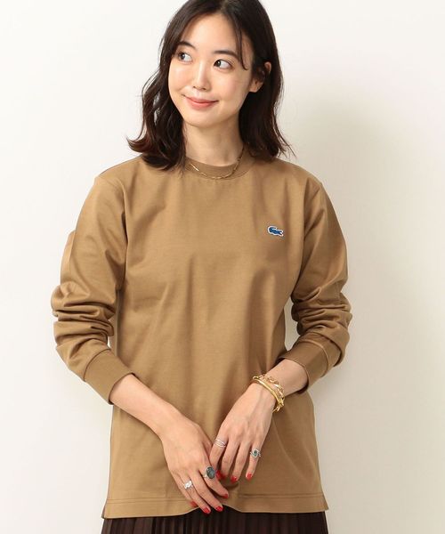 LACOSTE（ラコステ）の「【SHIPS any別注】LACOSTE:ヘビーウェイト ジャージー 長袖 Tシャツ（Tシャツ/カットソー・レディース・ホワイト/ブラック/キャメル・ONE SIZE）」の3枚目の写真