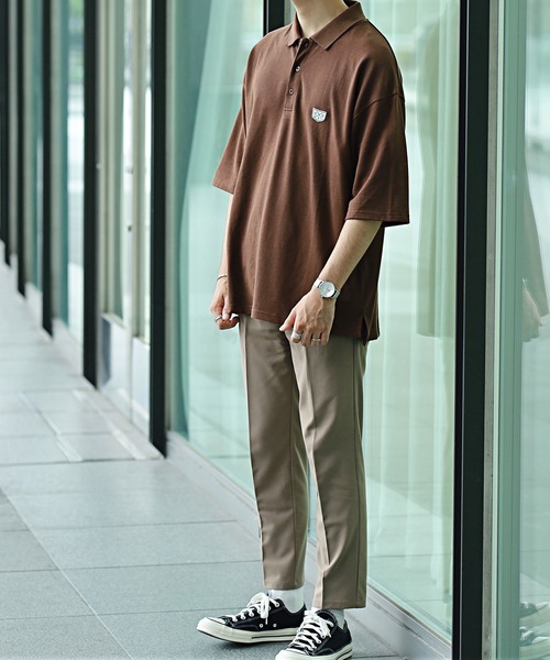 Beauty&Habit（ビューティアンドハビット）の「【Beauty&Habit】リラックスフィットロゴポロシャツ（ポロシャツ・メンズ・ダークブラウン/ベージュ系その他・M/L）」の5枚目の写真