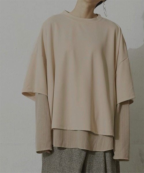 miette(ミエット)の「レイヤードセットカットプルオーバー(Tシャツ/カットソー・レディース・モカ/ライトベージュ・FREE)」の1枚目の写真