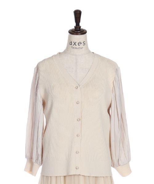 axes femme（アクシーズファム）の「プリーツ袖カットカーディガン（カーディガン/ボレロ・レディース・ブラック/ピンク/キナリ・MEDIUM）」の11枚目の写真