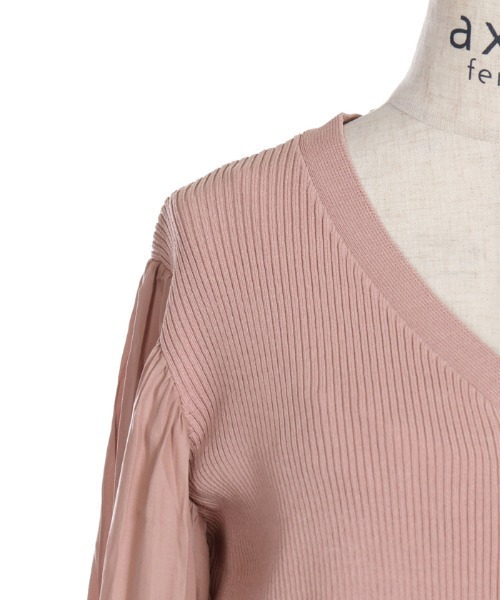 axes femme（アクシーズファム）の「プリーツ袖カットカーディガン（カーディガン/ボレロ・レディース・ブラック/ピンク/キナリ・MEDIUM）」の9枚目の写真