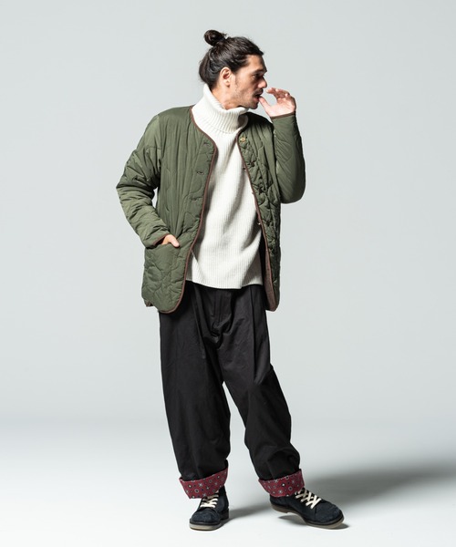 glambグラム ファンシーツイードパンツ グリーン M glamb(グラム) パイピングサイドラインパンツ ブラック×ホワイト