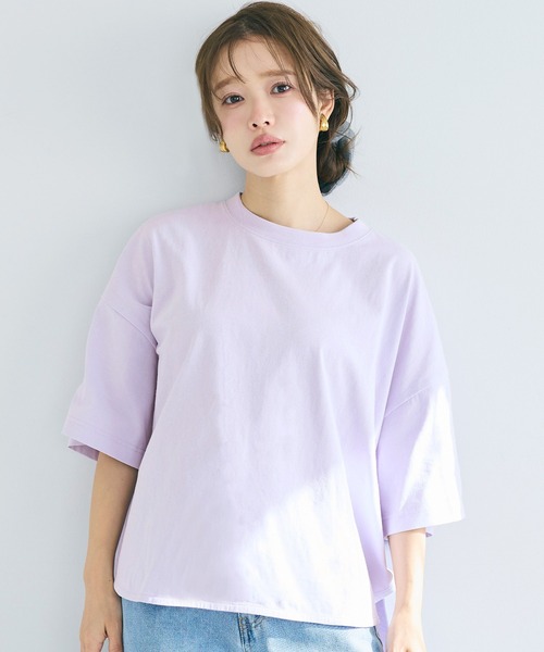 Tシャツ/カットソー（パープル/紫色系・半端袖）ファッション通販