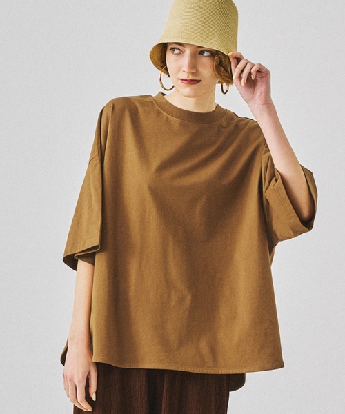 coca（coca）（コカ）の「＼新色追加／ビックシルエット5分袖テールカットカットソー（Tシャツ/カットソー・レディース・ブラウン/カーキ/チャコールグレー/ホワイト/ダークブルー/キャメル/チャコール/ネイビー/レッド/A/B/ライトブルー/ブラック/グレー/ブルー/イエロー・ONE SIZE/M/L/S/XL）」の13枚目の写真