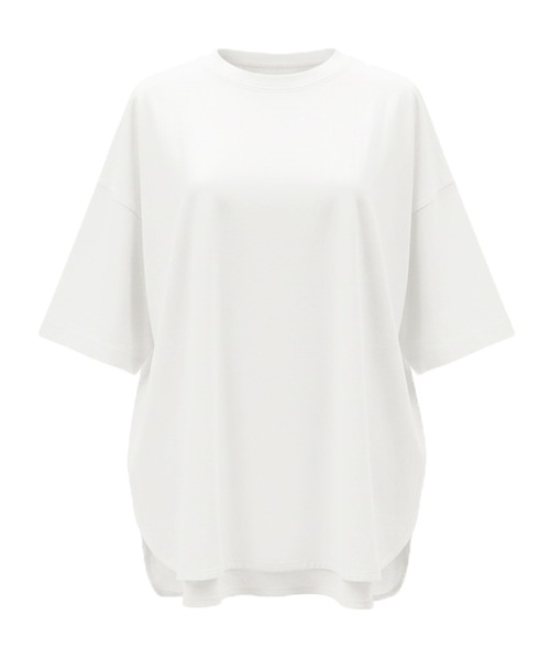 coca（coca）（コカ）の「＼新色追加／ビックシルエット5分袖テールカットカットソー（Tシャツ/カットソー・レディース・ブラウン/カーキ/チャコールグレー/ホワイト/ダークブルー/キャメル/チャコール/ネイビー/レッド/A/B/ライトブルー/ブラック/グレー/ブルー/イエロー・ONE SIZE/M/L/S/XL）」の22枚目の写真