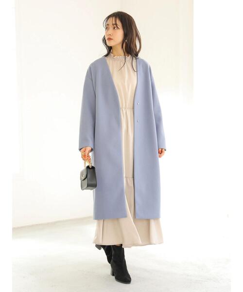 earth music&ecology（アースミュージックアンドエコロジー）の「Vネックコート ＊（その他アウター・レディース・ブルー/杢グレー/ベージュ/ブラック・L/M）」の8枚目の写真