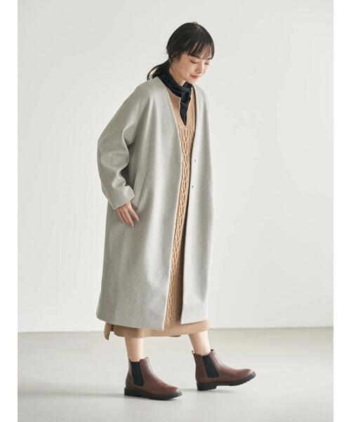 earth music&ecology（アースミュージックアンドエコロジー）の「Vネックコート ＊（その他アウター・レディース・ブルー/杢グレー/ベージュ/ブラック・L/M）」の10枚目の写真