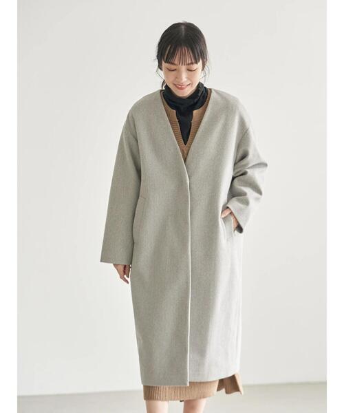 earth music&ecology（アースミュージックアンドエコロジー）の「Vネックコート ＊（その他アウター・レディース・ブルー/杢グレー/ベージュ/ブラック・L/M）」の12枚目の写真