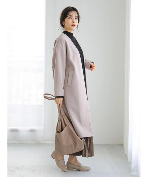 earth music&ecology（アースミュージックアンドエコロジー）の「Vネックコート ＊（その他アウター・レディース・ブルー/杢グレー/ベージュ/ブラック・L/M）」の14枚目の写真