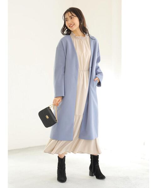 earth music&ecology（アースミュージックアンドエコロジー）の「Vネックコート ＊（その他アウター・レディース・ブルー/杢グレー/ベージュ/ブラック・L/M）」の17枚目の写真