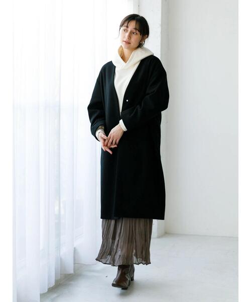 earth music&ecology（アースミュージックアンドエコロジー）の「Vネックコート ＊（その他アウター・レディース・ブルー/杢グレー/ベージュ/ブラック・L/M）」の19枚目の写真