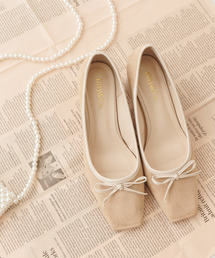 リボンスクエアパンプス