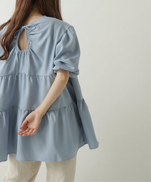 RAY CASSIN（レイカズン）の「リネンタッチティアードブラウス（シャツ/ブラウス・レディース・ブラウン/オフホワイト/ブルー・FREE）」の3枚目の写真