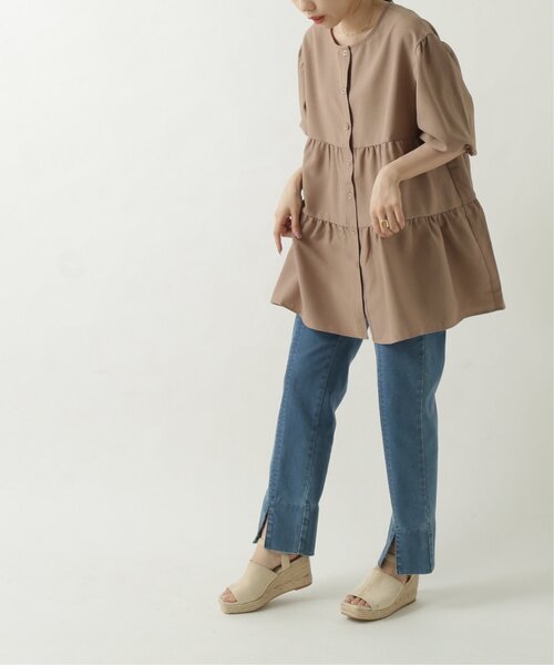 RAY CASSIN（レイカズン）の「リネンタッチティアードブラウス（シャツ/ブラウス・レディース・ブラウン/オフホワイト/ブルー・FREE）」の10枚目の写真